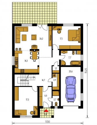 Plan de sol du rez-de-chaussée - BUNGALOW 103